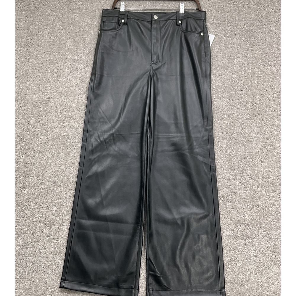 BLANKNYC Pants Women 31 Black Faux Leather Franklin Ribcage Wide Leg Trousers